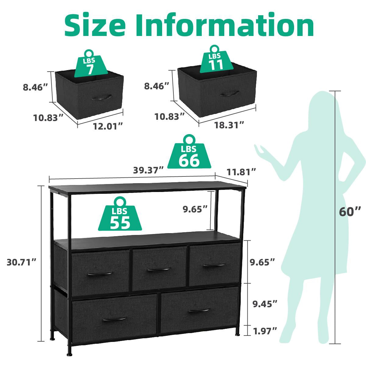 ANTSUN TV Stand with Drawer for 45 Inch TV