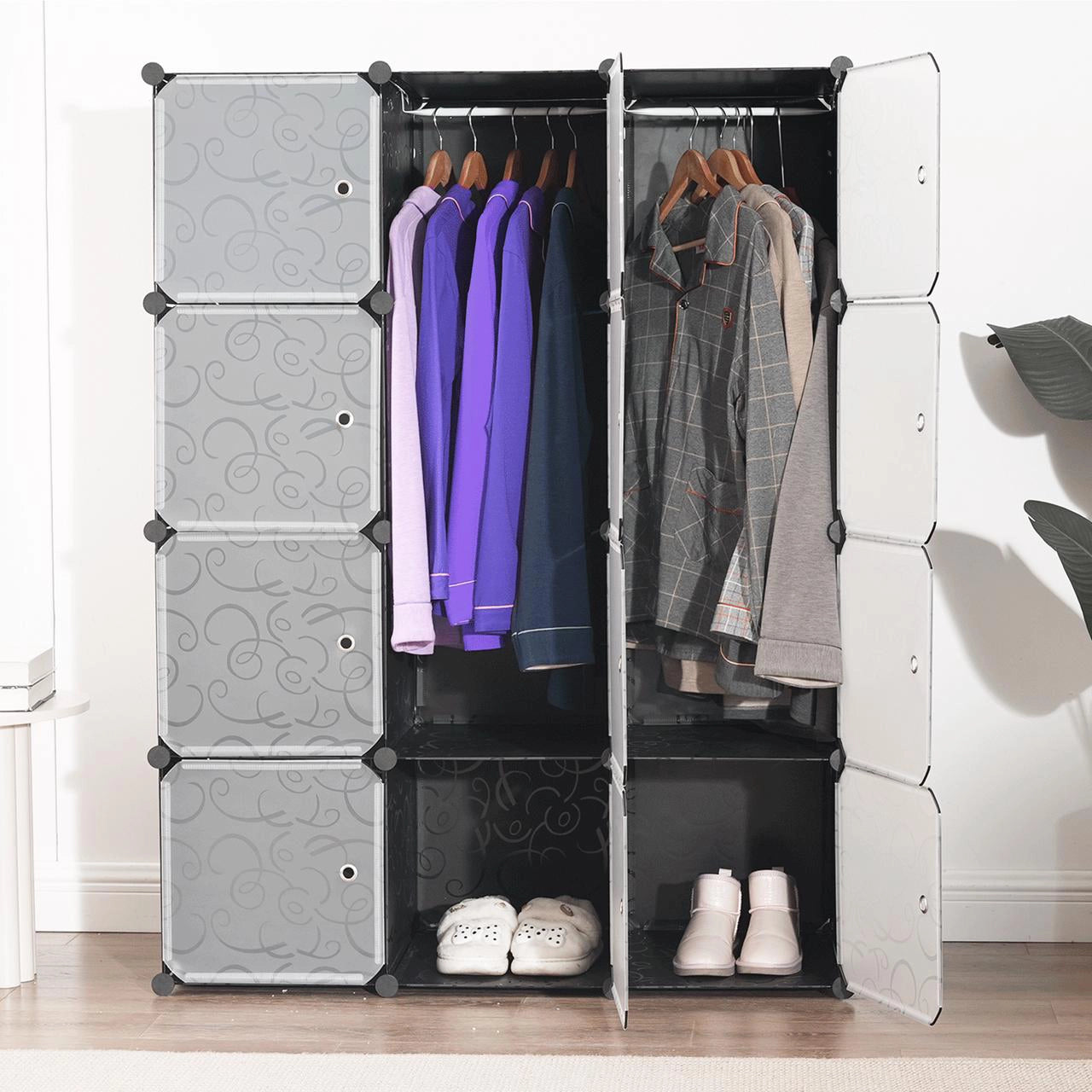 ANTSUN Portable Wardrobe with 12/16 Cube Closet Storage Organizer