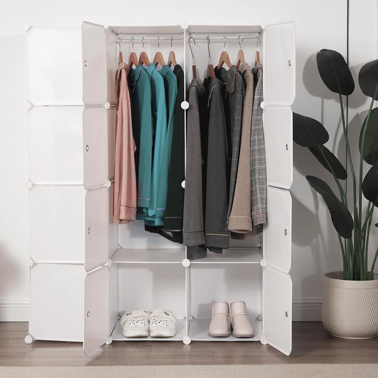 ANTSUN Portable Wardrobe with 12/16 Cube Closet Storage Organizer