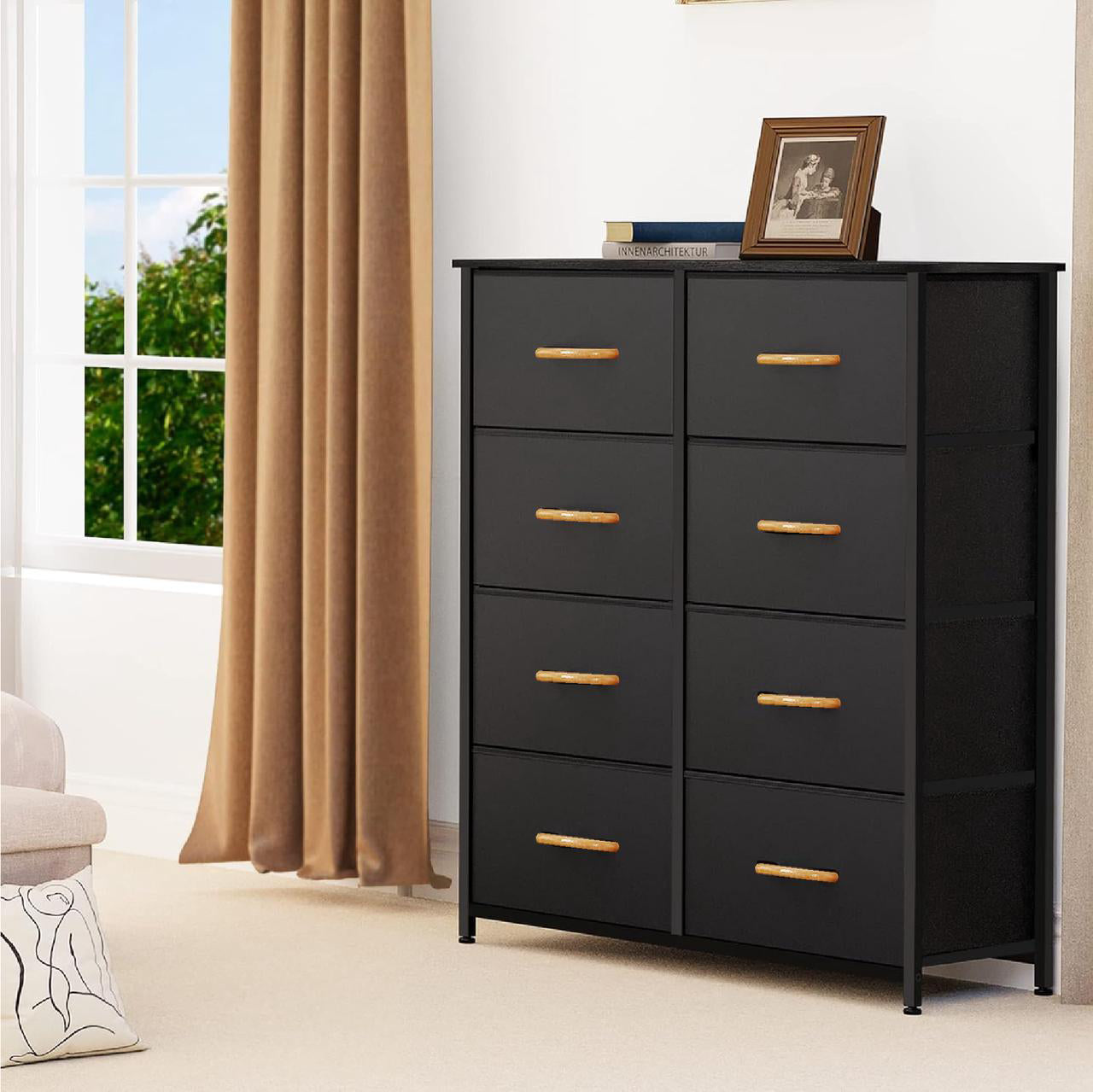 ANTSUN Fabric Drawer Dresser with 8 Wide Chest of Drawers